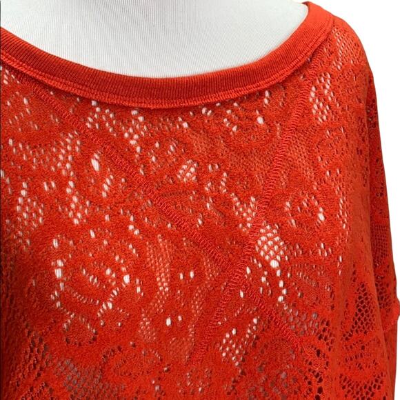 Free People Not Cold in This Floral Knit Top Red Small - Picture 3 of 9
